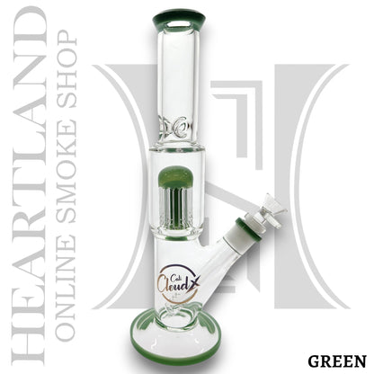13" Cali CloudX Glass Tree Percolator Straight Tube Bong