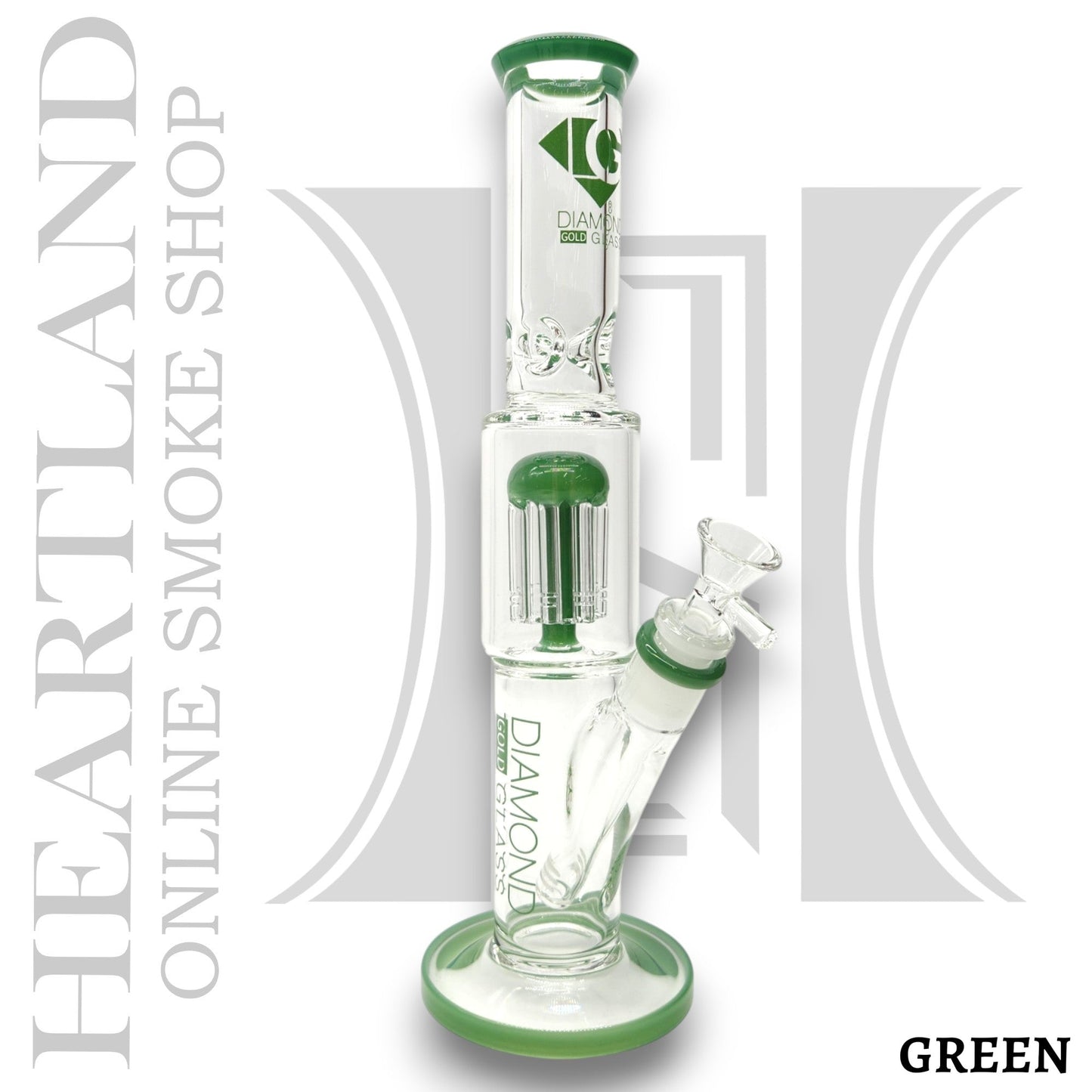 13" Diamond Glass Tree Percolator Straight Tube Bong