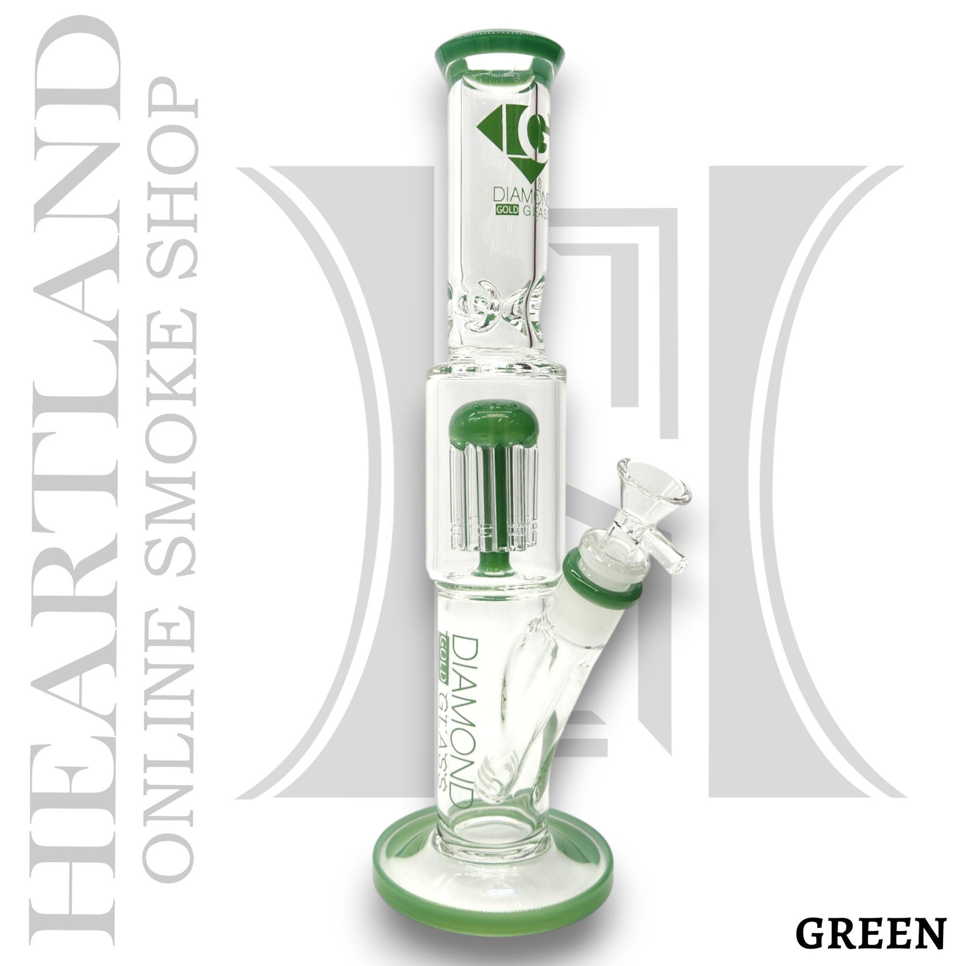 13" Diamond Glass Tree Percolator Straight Tube Bong