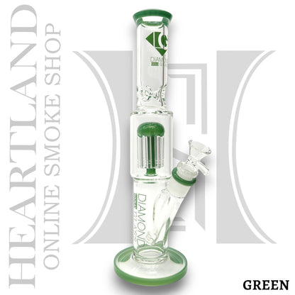 13" Diamond Glass Tree Percolator Straight Tube Bong