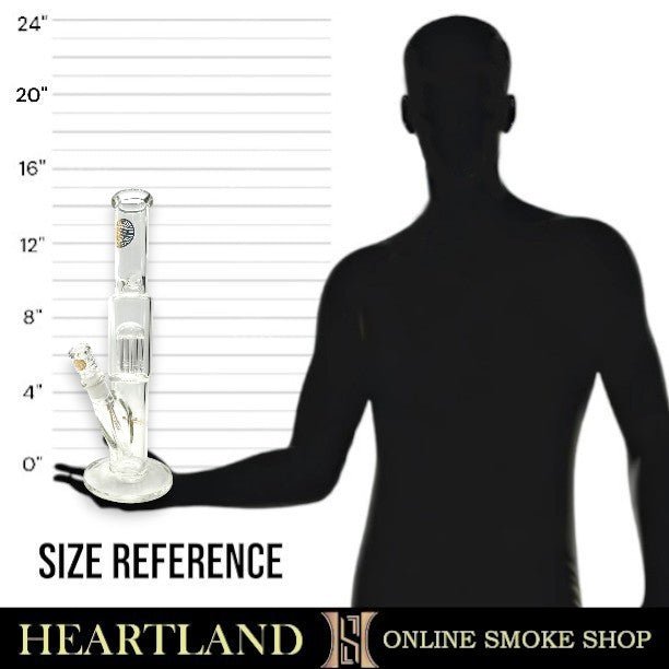 15" Bougie Glass Tree Perc Straight Tube Bong - Heartland Smoke Shop