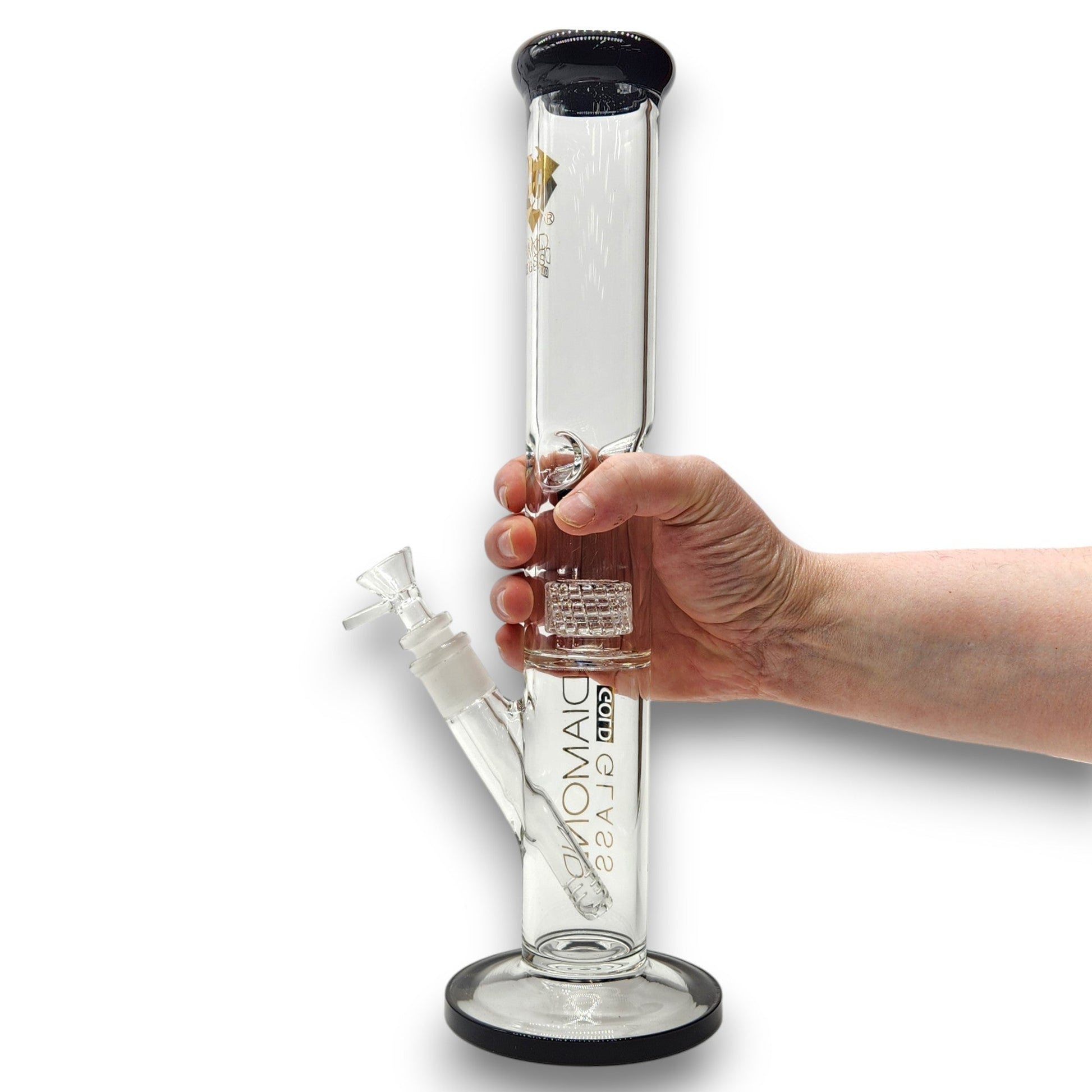 15" Diamond Glass Matrix Showerhead Perc Straight Tube Bong
