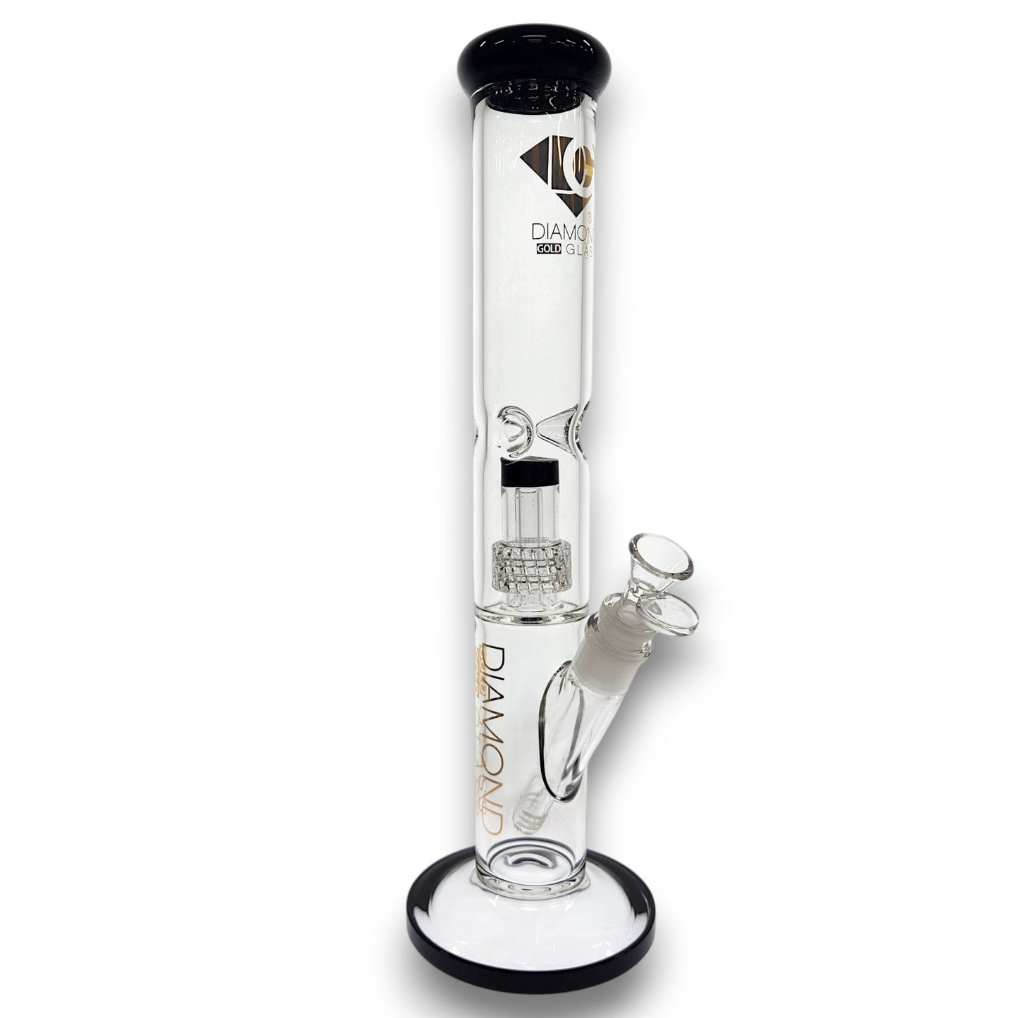 15" Diamond Glass Matrix Showerhead Perc Straight Tube Bong