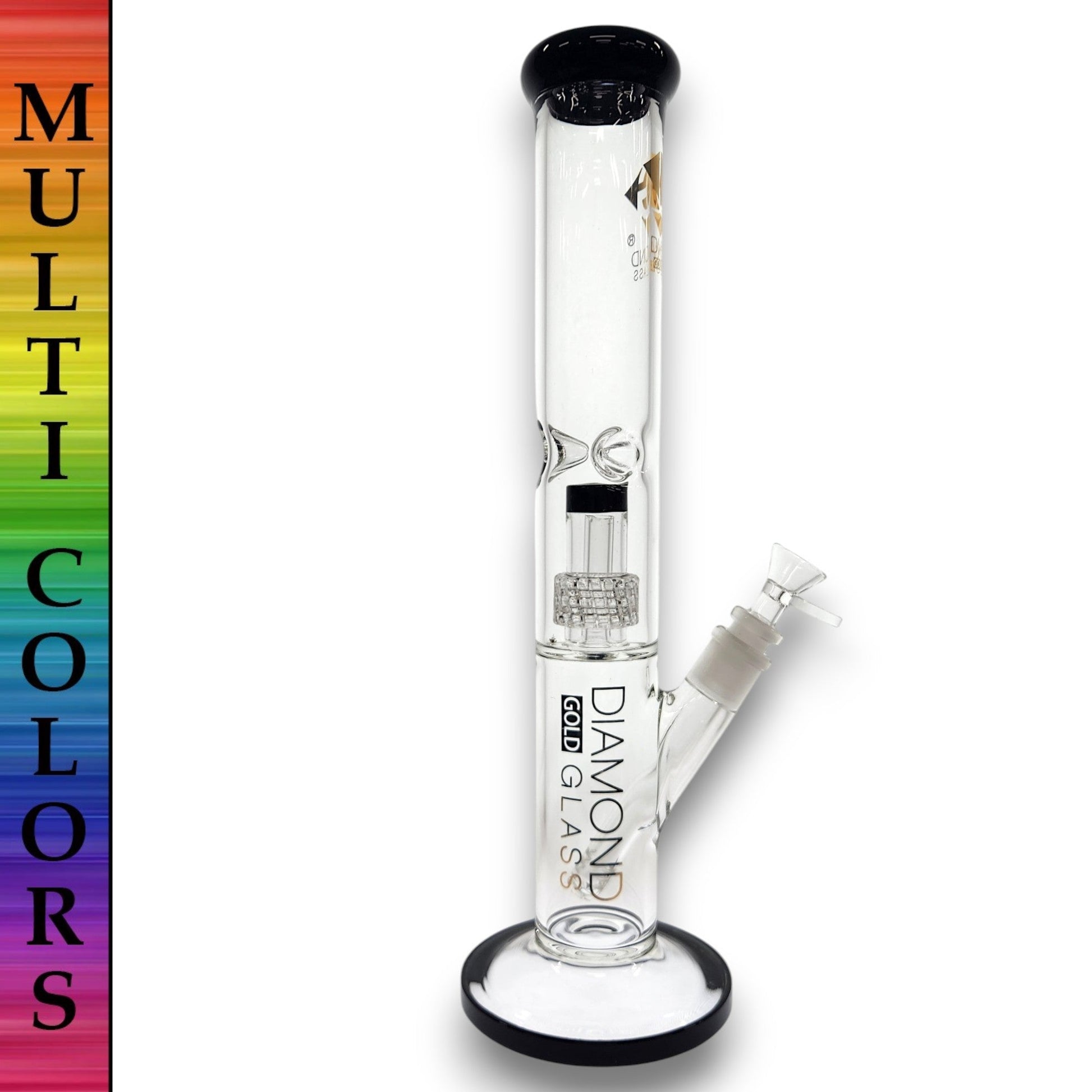 15" Diamond Glass Matrix Showerhead Perc Straight Tube Bong