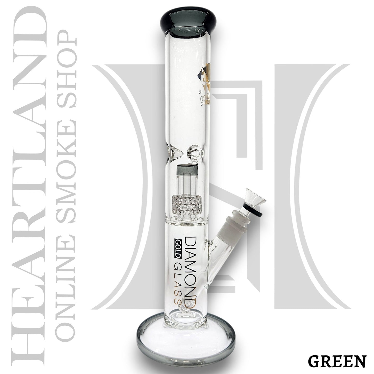 15" Diamond Glass Matrix Showerhead Perc Straight Tube Bong