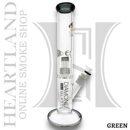 15" Diamond Glass Matrix Showerhead Perc Straight Tube Bong