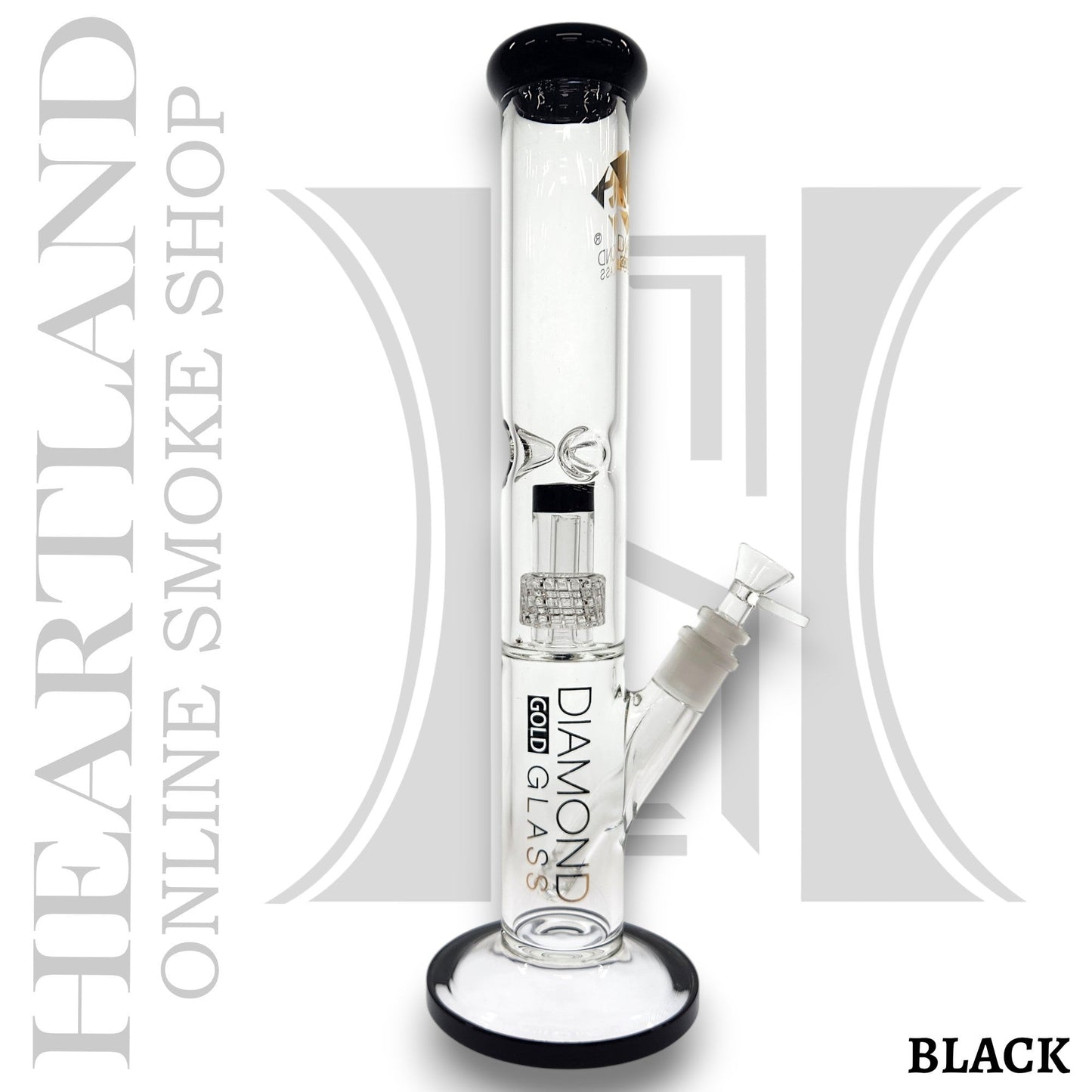 15" Diamond Glass Matrix Showerhead Perc Straight Tube Bong