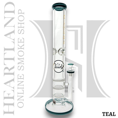 16" Cali CloudX Thick Straight Tube Triple Honeycomb Perc Bong