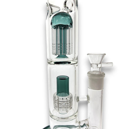 16" Heavy Duty Straight Tube Tree & Showerhead Percolator Bong