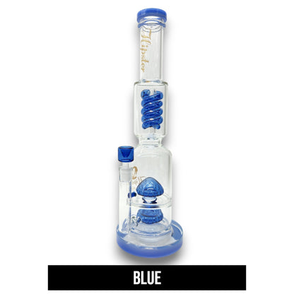 17" Hipster Triple Coil and Mushroom Perc Straight Tube Bong