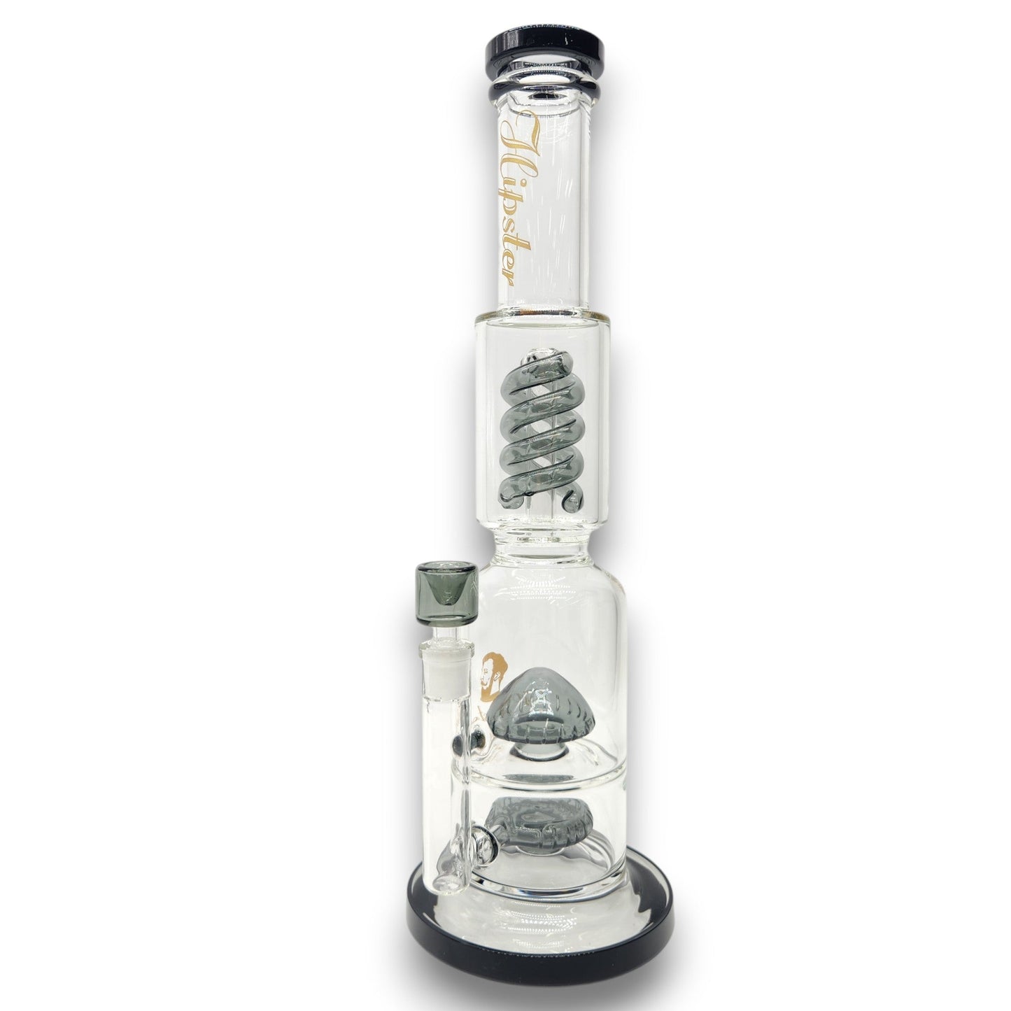 17" Hipster Triple Coil and Mushroom Perc Straight Tube Bong