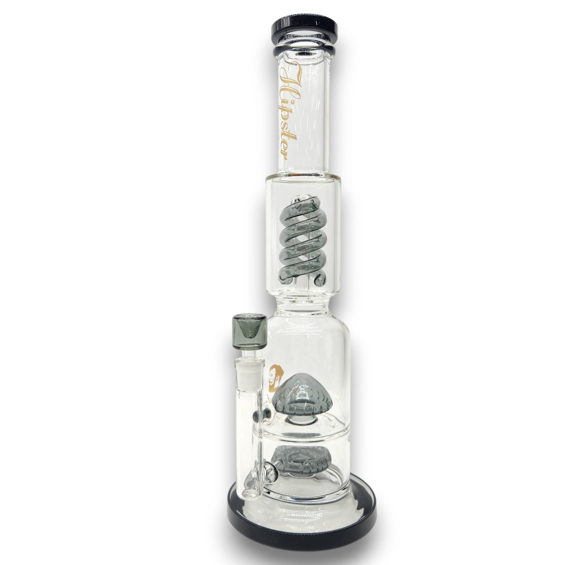 17" Hipster Triple Coil and Mushroom Perc Straight Tube Bong