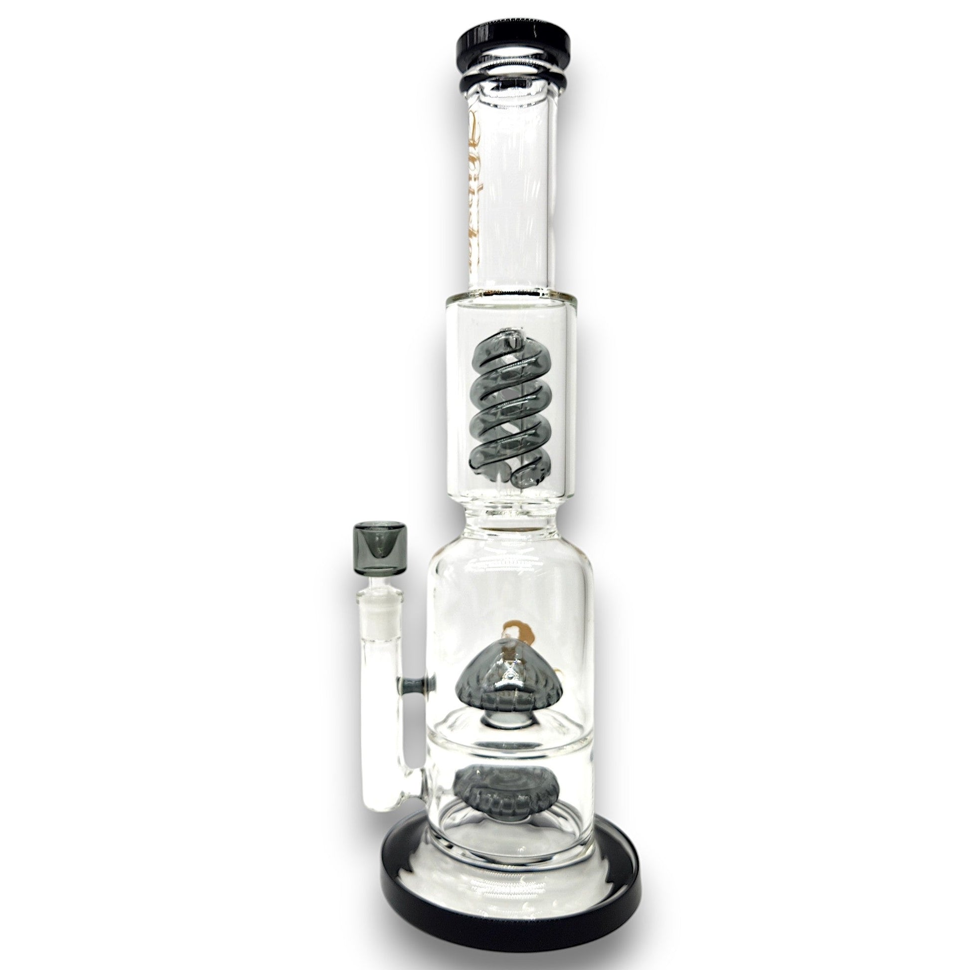 17" Hipster Triple Coil and Mushroom Perc Straight Tube Bong