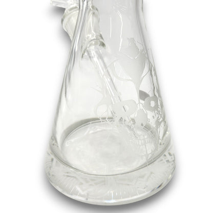18" Heavy Duty Skull Etched Glass Design Beaker Bong