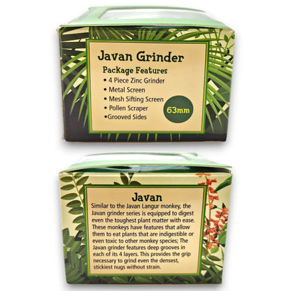 2 - 1/2" Green Monkey Javan Zinc 4 Piece Grinder