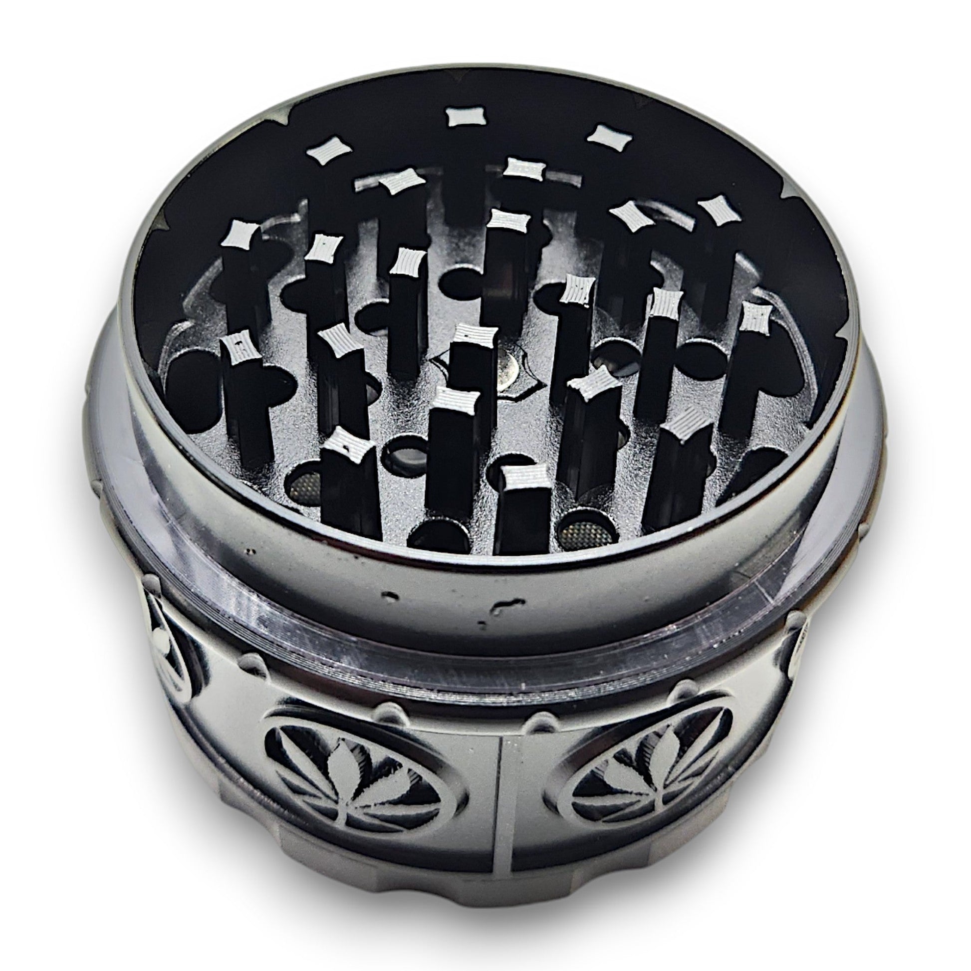 2 - 1/2" Shredder Pot Leaf 4 Piece Grinder