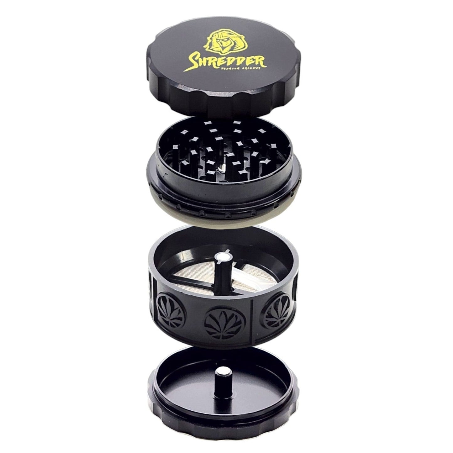 2 - 1/2" Shredder Pot Leaf 4 Piece Grinder