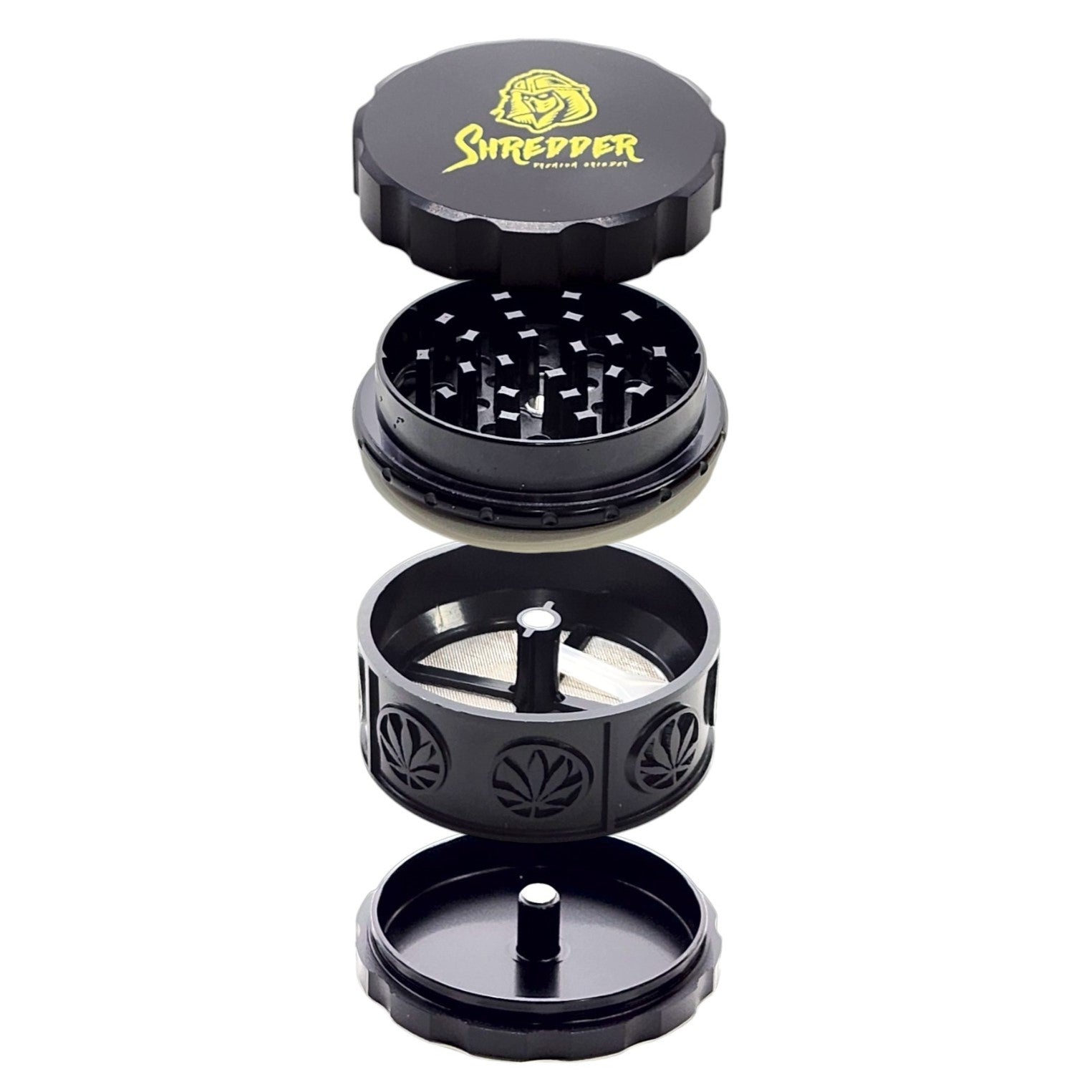 2 - 1/2" Shredder Pot Leaf 4 Piece Grinder