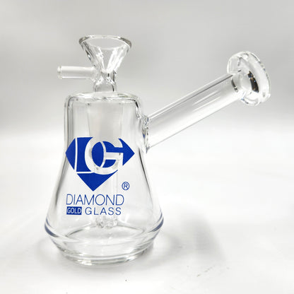 4" Diamond Clear Glass Bubbler