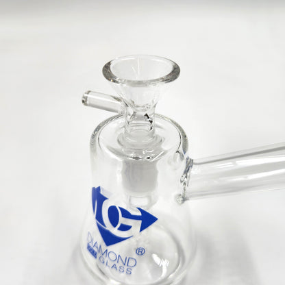 4" Diamond Clear Glass Bubbler