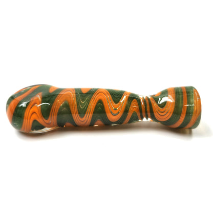 3.5" Green Orange Zig Zag Chillum