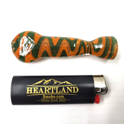 3.5" Green Orange Zig Zag Chillum