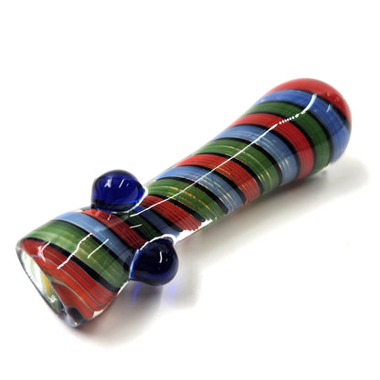 3.5" Blue Red Green Barber Pole Chillum