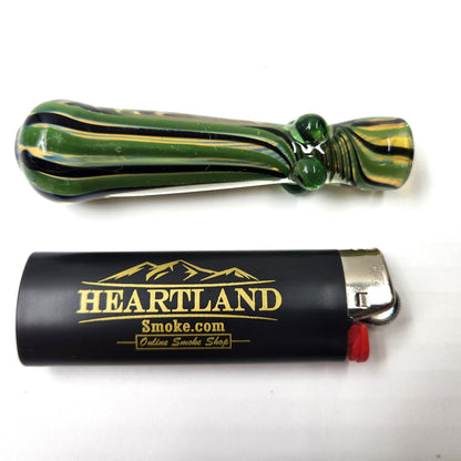 3.5" Green Black Striped Chillum