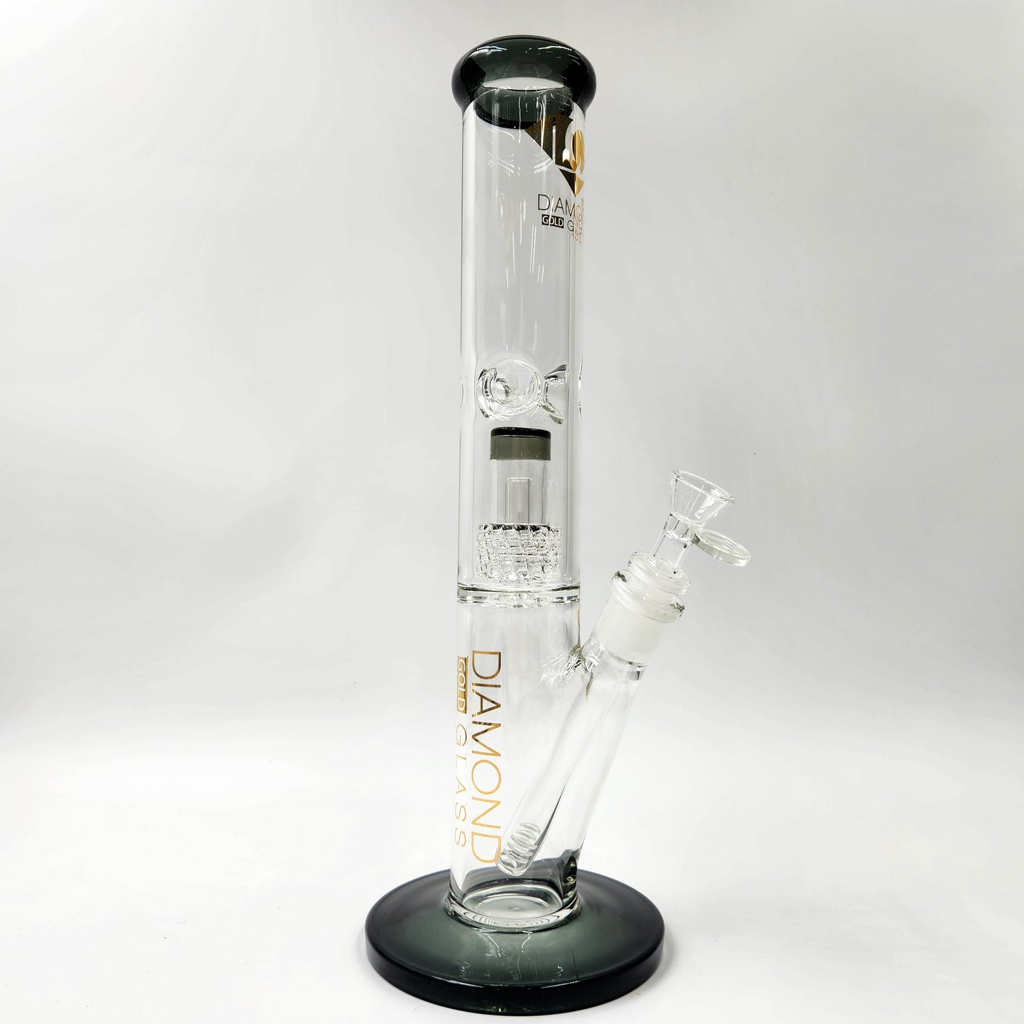 15" Diamond Glass Matrix Showerhead Perc Straight Tube Bong