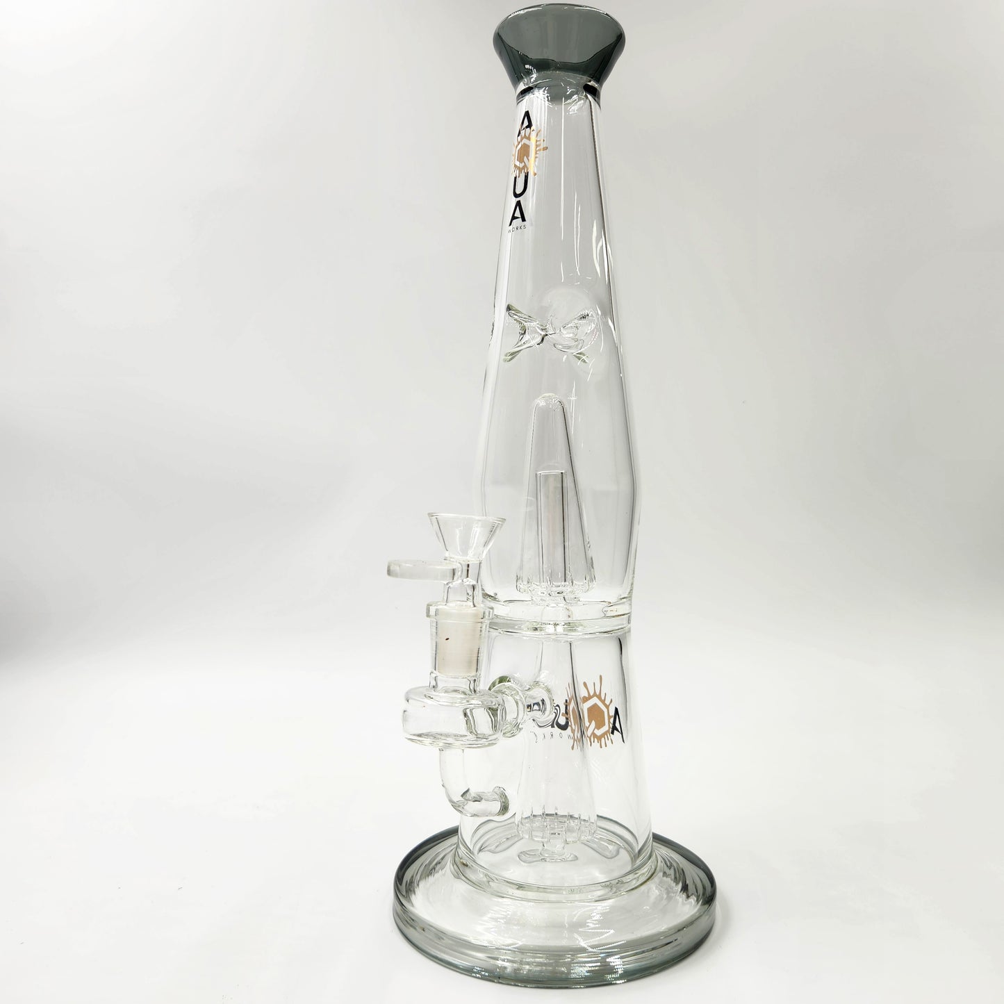 13" Aqua Works Showerhead Perc Cone Straight Tube Bong