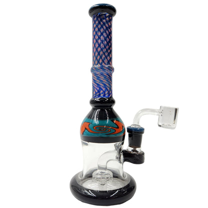 10" Circ Perc Colored Small Round Straight Mouth Dab Rig