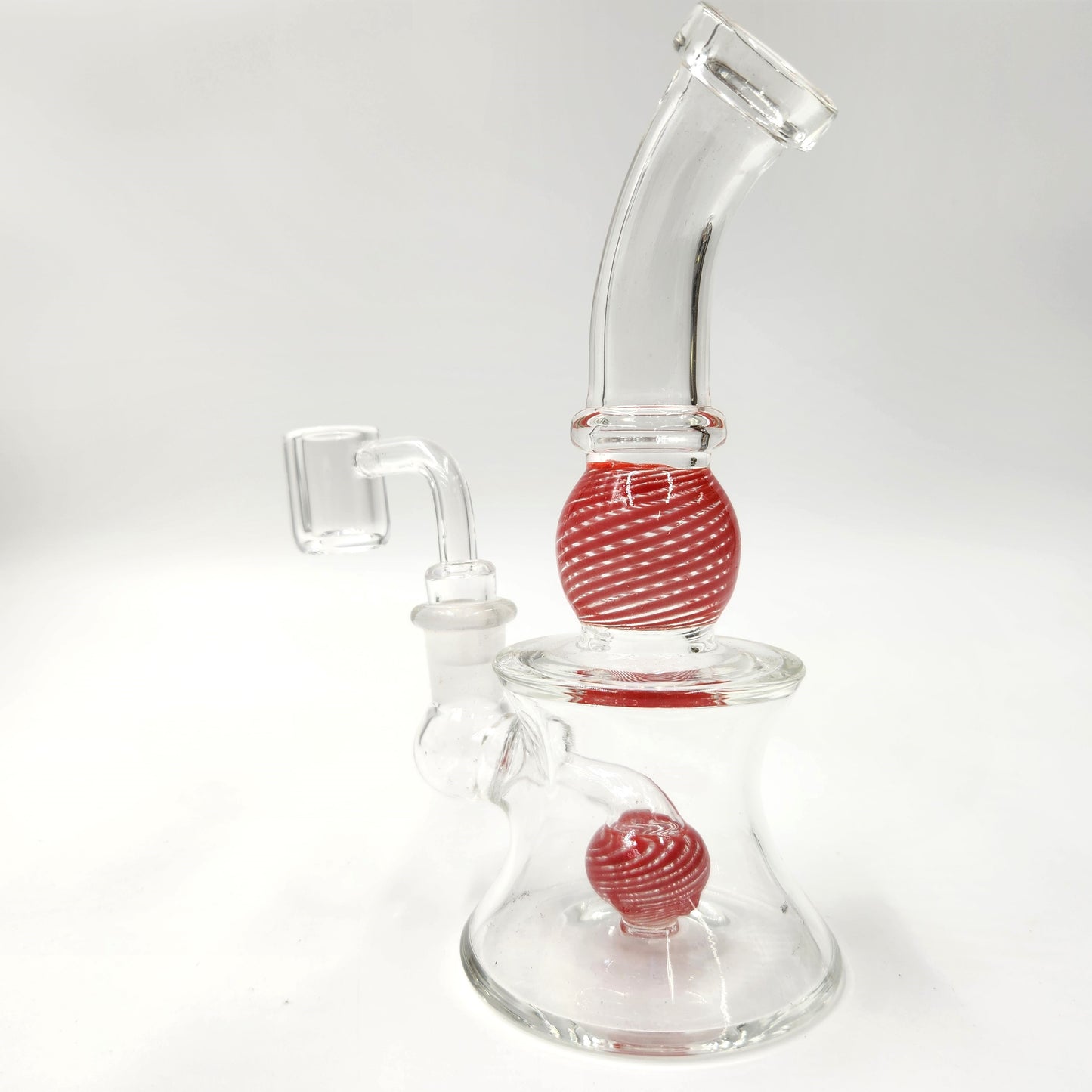 7" Hole Perc Striped Rig Bong