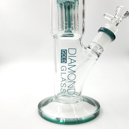 13" Diamond Glass Tree Percolator Straight Tube Bong