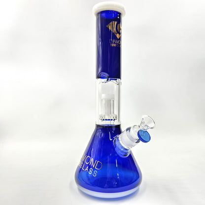 14" Diamond Glass Colored Showerhead Percolator Bong