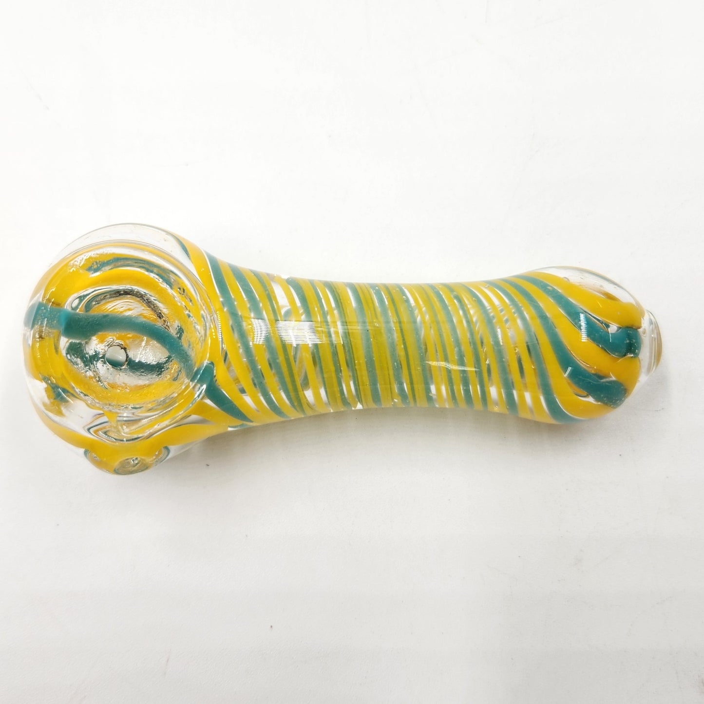 4" Yellow Teal Spiral Bowl