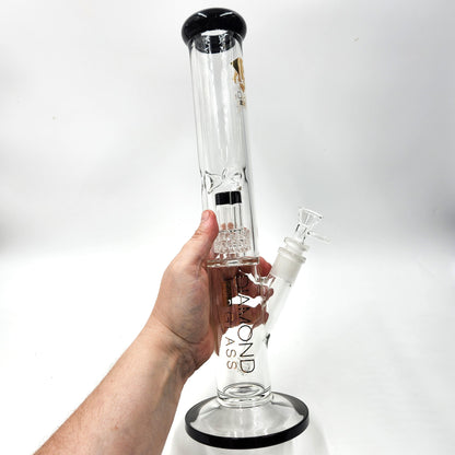 15" Diamond Glass Matrix Showerhead Perc Straight Tube Bong