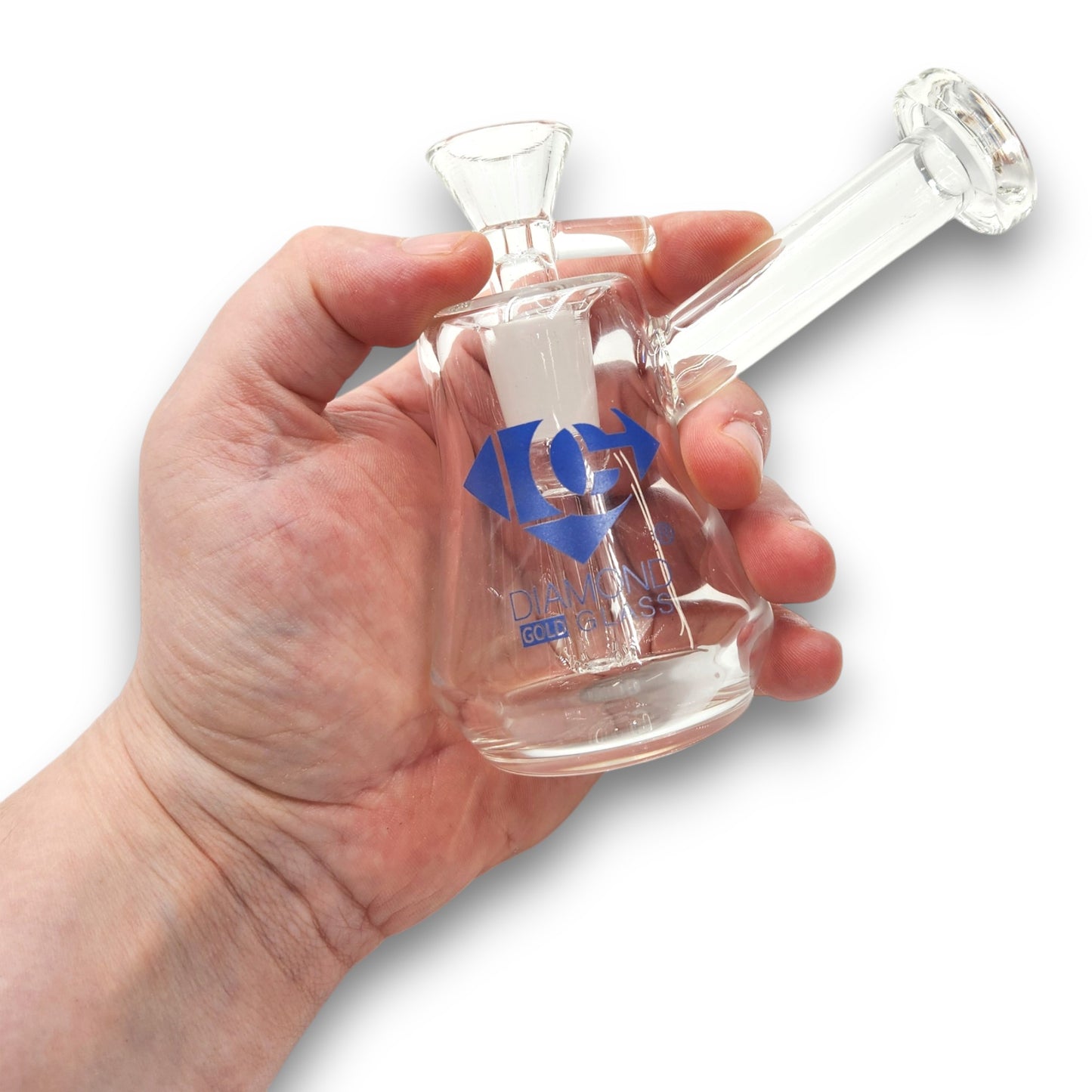 4.5" Diamond Glass Clear Glass Bubbler