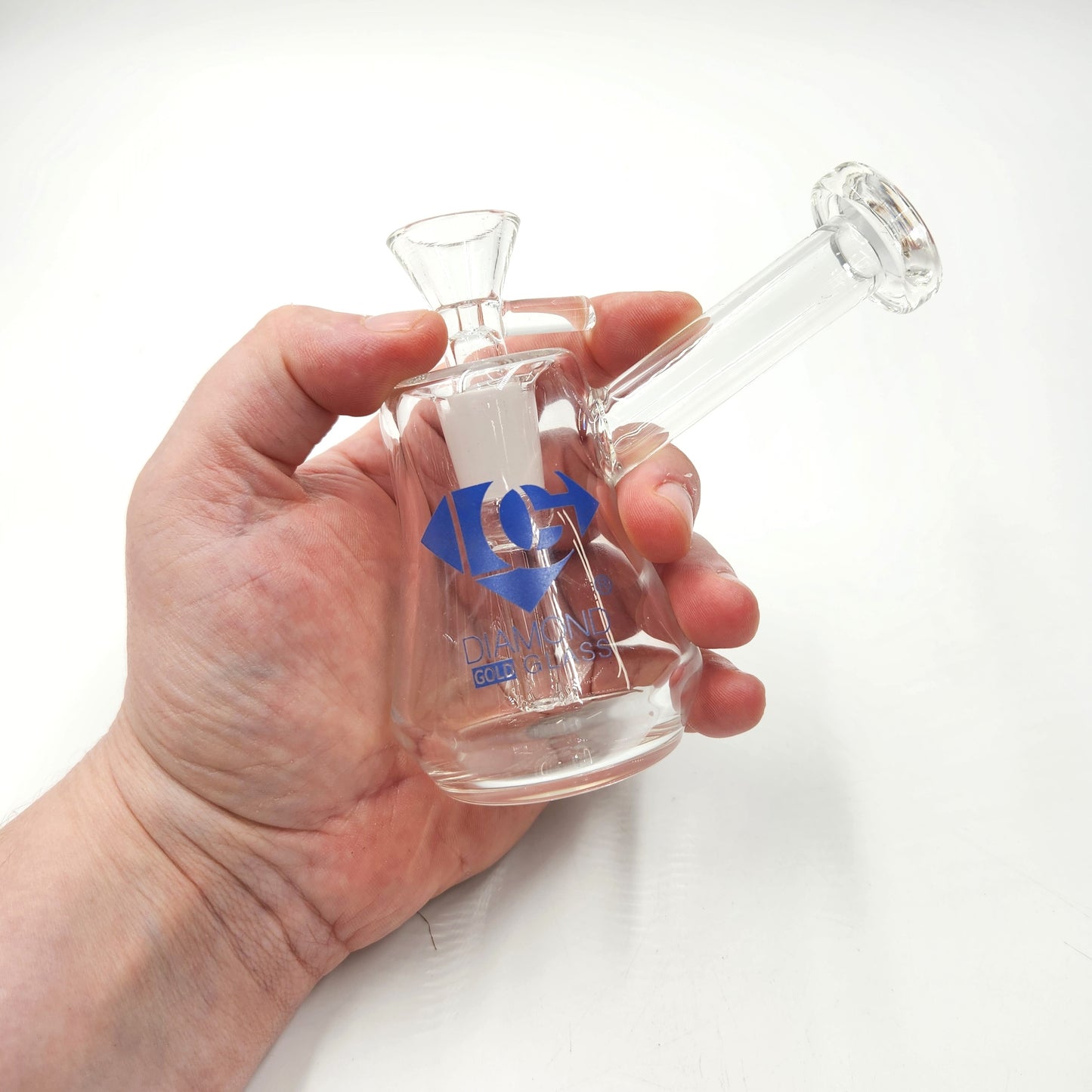 4" Diamond Clear Glass Bubbler