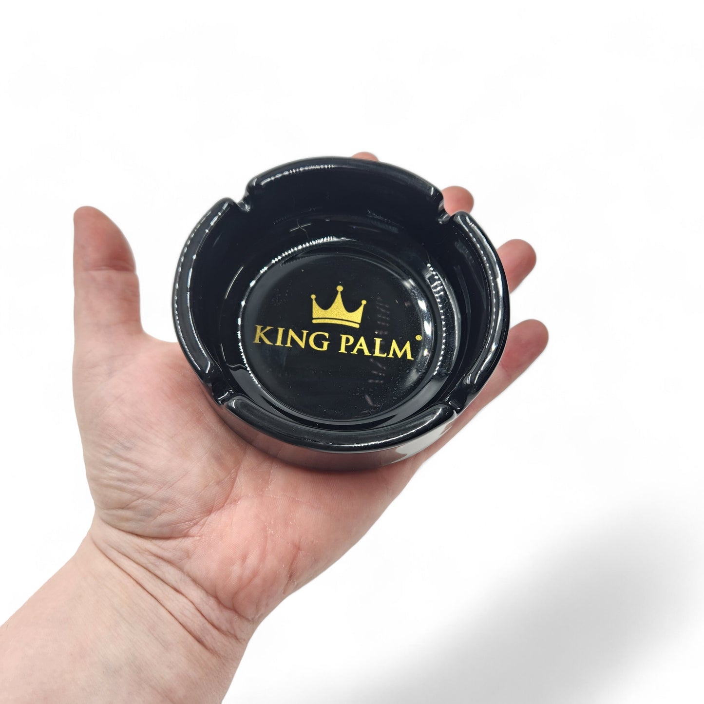 King Palm Black Glass Ashtray