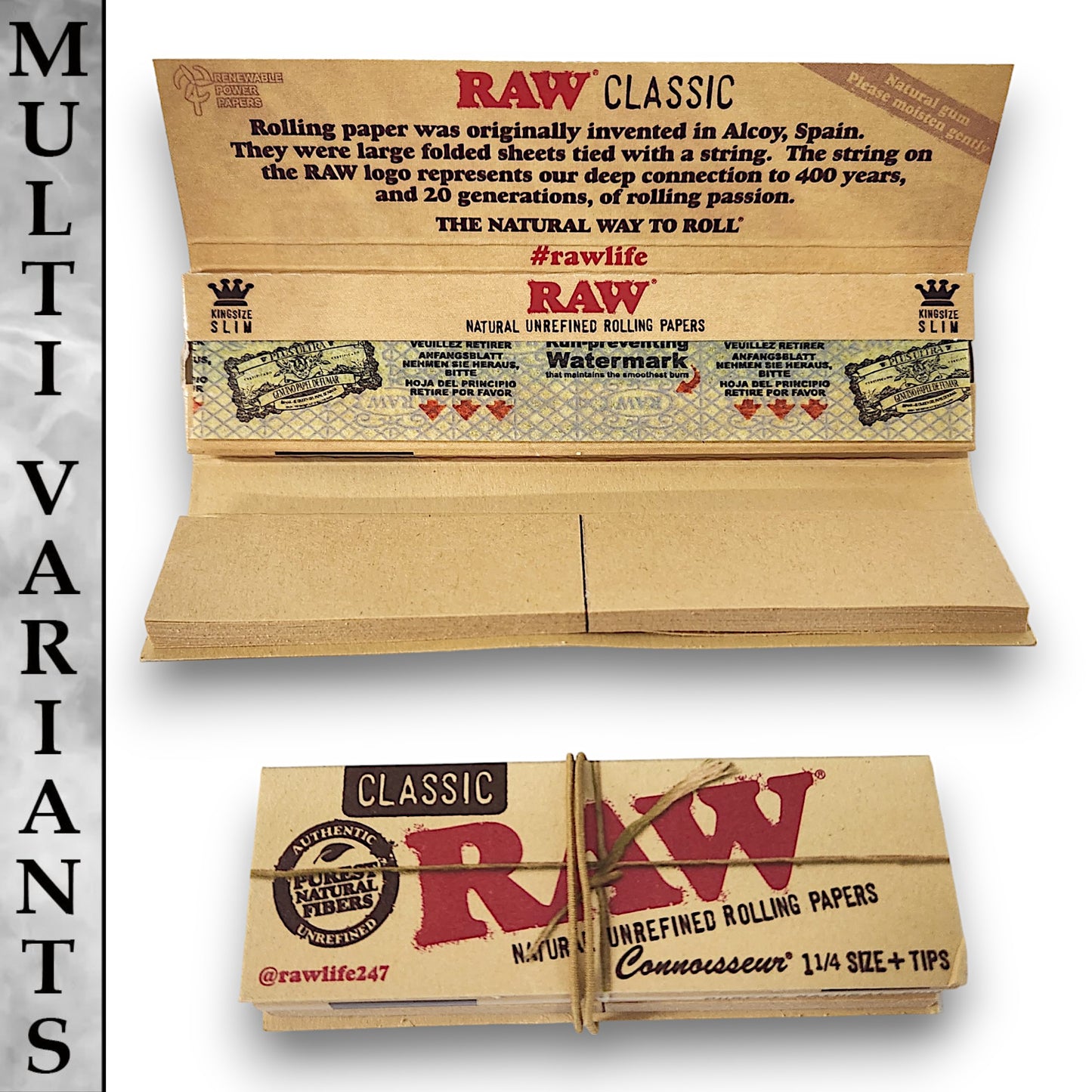 RAW Connoisseur Rolling Paper and Tips Kit