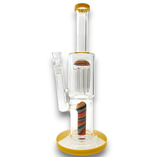 12" Barber Color Swirl Tree Percolator Barrel Bong