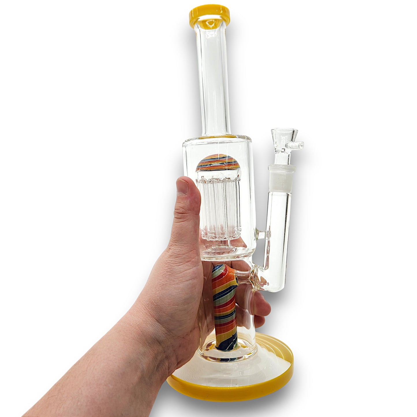 12" Barber Color Swirl Tree Percolator Barrel Bong