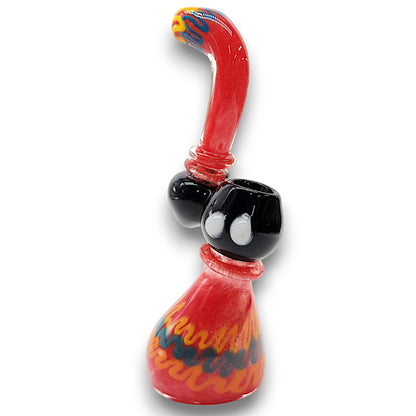 8" Glass Red Zig Zag Bubbler