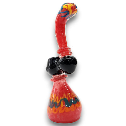 8" Glass Red Zig Zag Bubbler