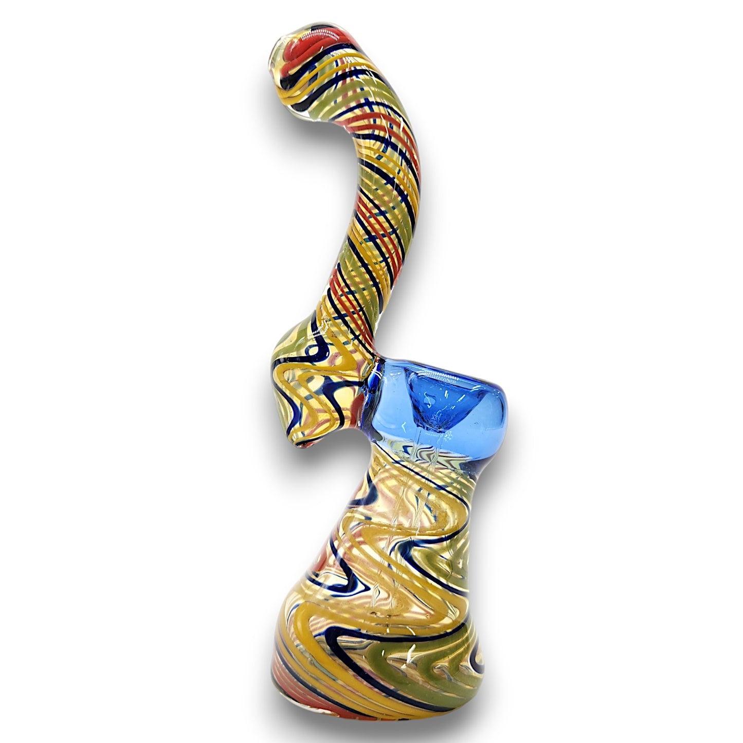 8" Glass Wavy Multi Color Bubbler