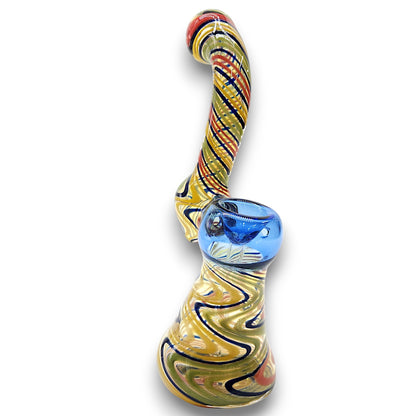 8" Glass Wavy Multi Color Bubbler