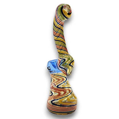 8" Glass Wavy Multi Color Bubbler