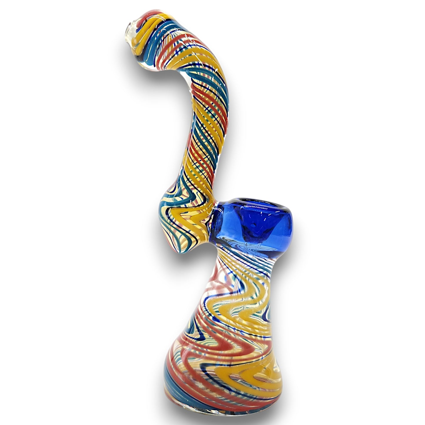 8" Glass Wavy Multi Color Bubbler