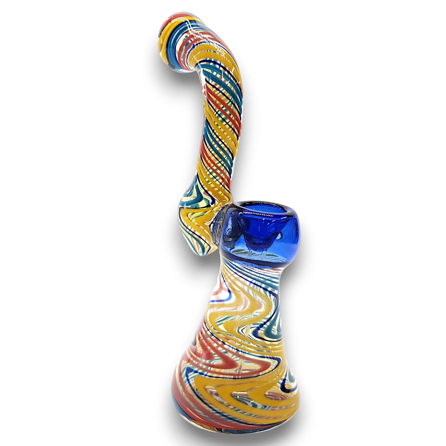 8" Glass Wavy Multi Color Bubbler