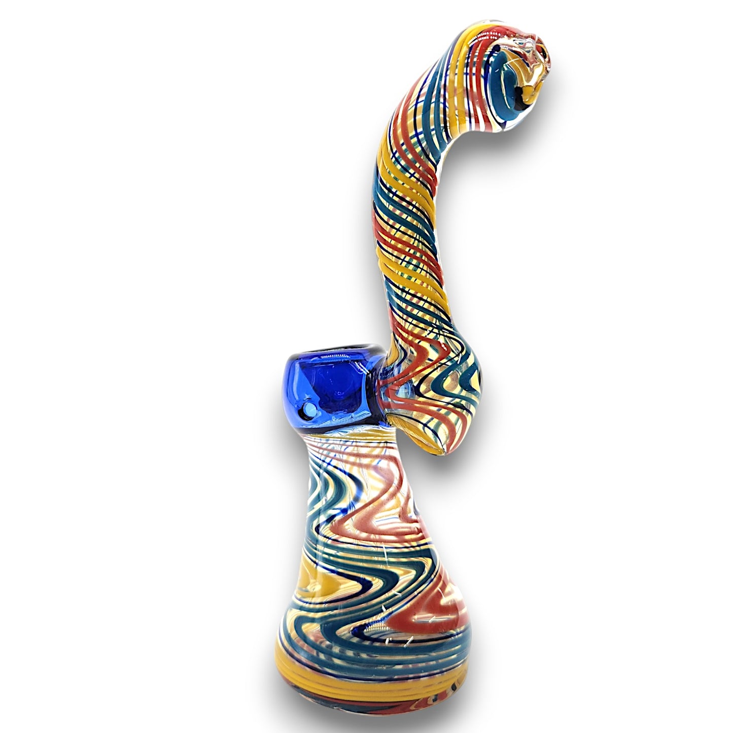 8" Glass Wavy Multi Color Bubbler